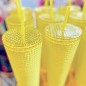 The “COVETED” 2023 New Release - Starbucks Yellow Grid Soft Venti Tumbler